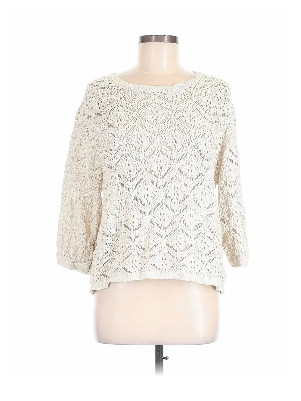 Simply Vera Vera Wang Open-Knit Cream Scoop Neck Sweater